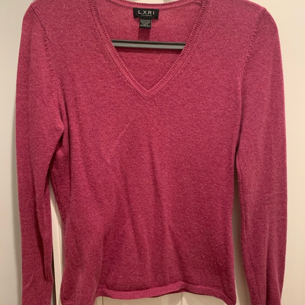 Fuchsia v neck cashmere sweater